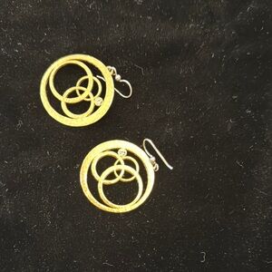 Elegant Brighton Gold tone crystal with hammered finish  Circle Earrings